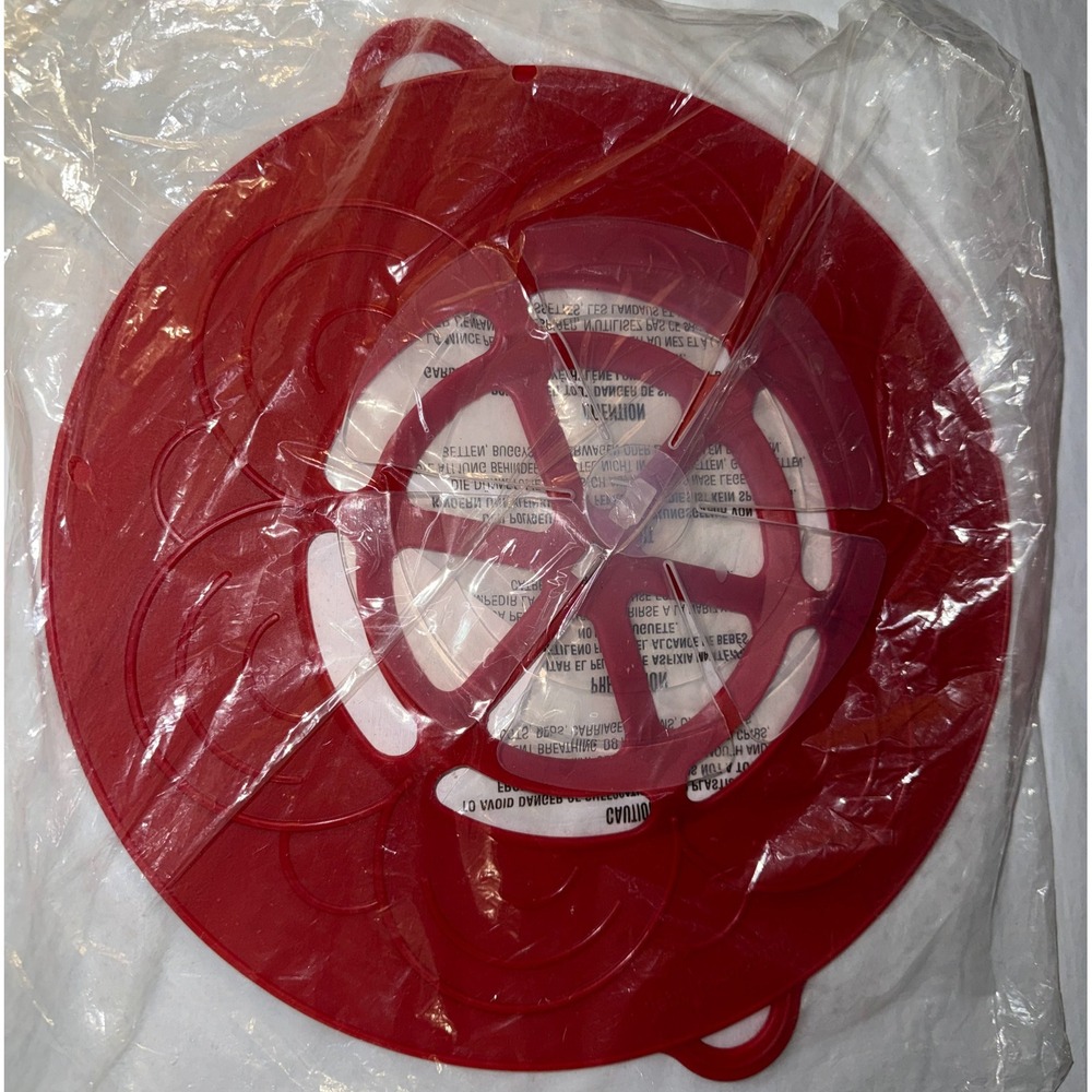 Pampered Chef Large Boil-Over No More Red Silicone Lid 2423 Kitchen Tool